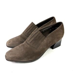 Arche Shoes EU 40 Brown Nubuck Leather Slip On Heels Womens Made In France US 9